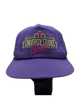 Universal Studios Florida Vintage 1989 Strapback Trucker Hat Cap Purple Dad 80's